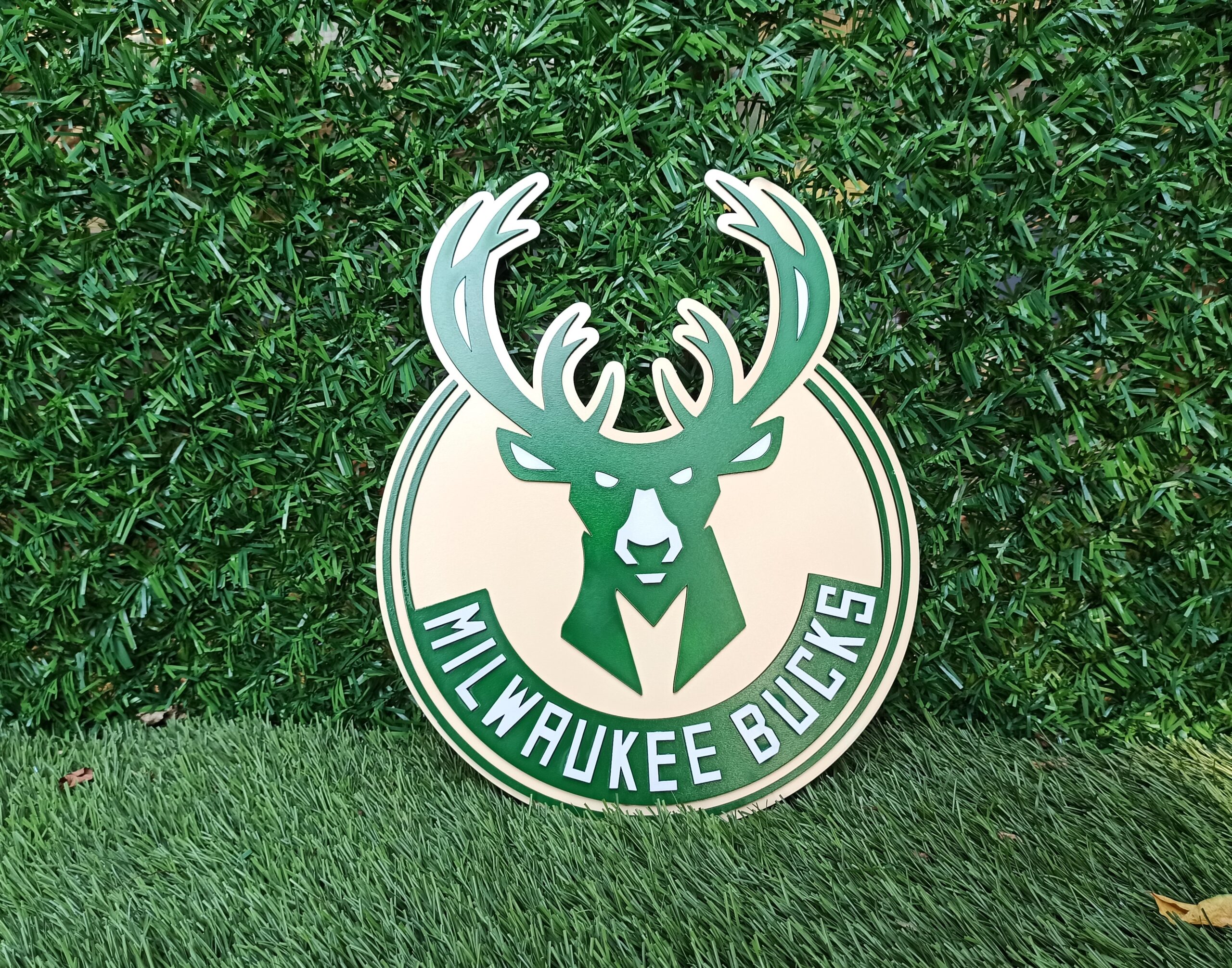 3D Milwaukee Bucks basketball team Logo, Milwaukee Bucks Wall art, Milwaukee Bucks wall hangings, Milwaukee Bucks basketball team art sign, Team logo