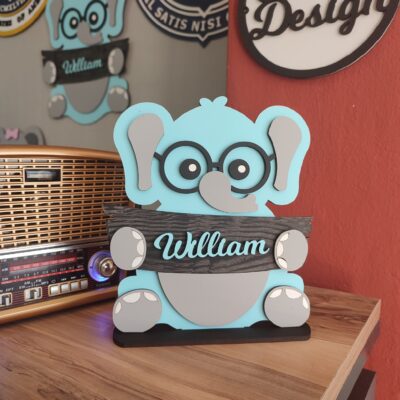 Wooden desktop decoration for baby and children's rooms. Special desktop elephant decoration. customizable baby room decoration. - Image 5