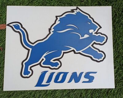 3D Detroit Lions football team Logo, Detroit Lions Wall art, Detroit Lions wall hangings, Detroit Lions football team art sign, Team logo - Image 3