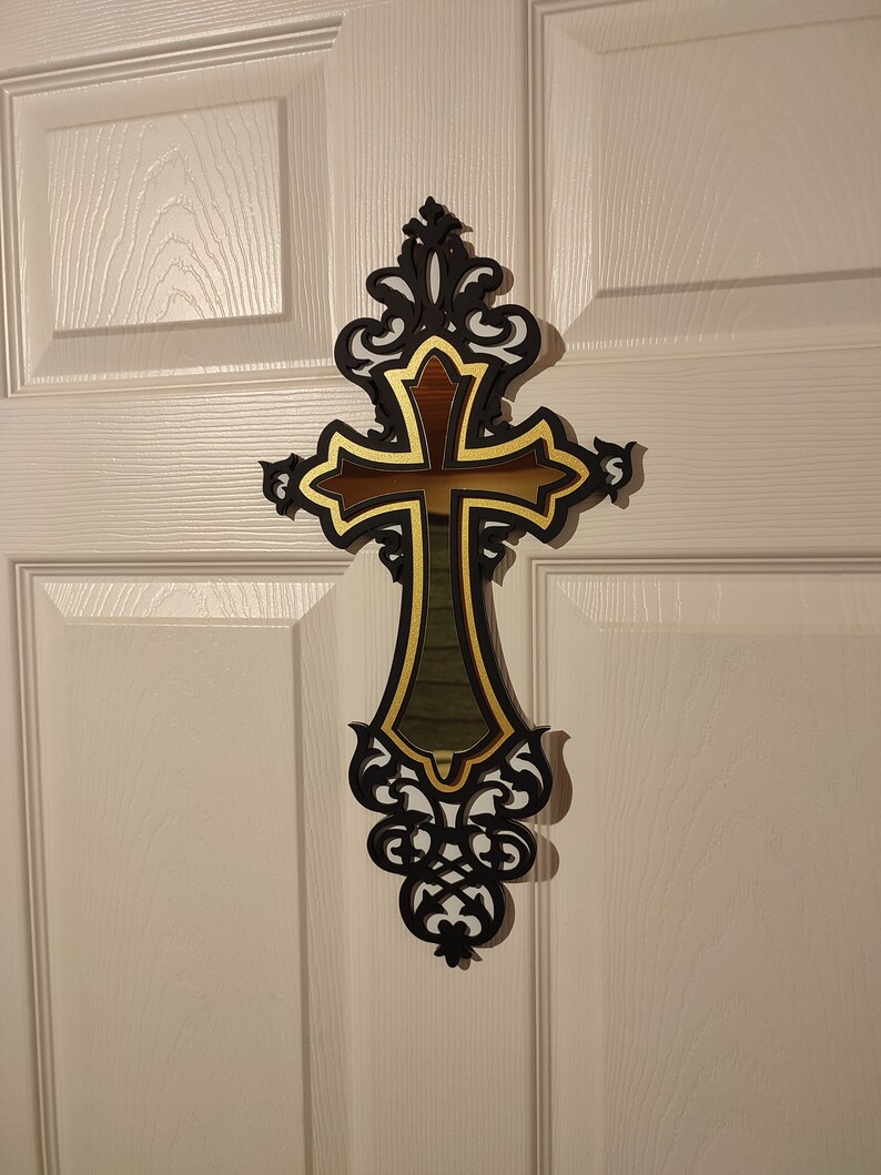 Mirror Acrylic on Wood, Wooden Cross Sign, Cross Wall Decor, Wood Cross For Wall, Wood Cross Wall Art, Wall Hanging