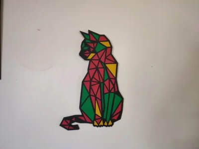 2 Tiers Colorful Geometric Cat, Cat Wall Art, Hand-Painted, Cat Sign, Cat Lover, Cat, Mother's Day, Laser Cut Cat Gift, Cat Home Wall Decor - Image 8