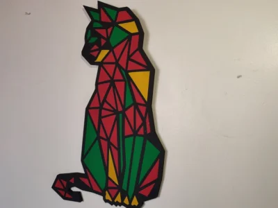 2 Tiers Colorful Geometric Cat, Cat Wall Art, Hand-Painted, Cat Sign, Cat Lover, Cat, Mother's Day, Laser Cut Cat Gift, Cat Home Wall Decor - Image 9