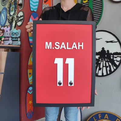 Mohamed Salah Wooden Wall Art. Mohamed Salah Number 11 Jersey Design. M. Salah Liverpool FC, M. Salah Egypt national football team. - Image 2