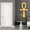 Egyptian Ankh Symbol Wooden Wall Plaque - Golden Decor, Ancient Egypt Inspired, Spiritual Art, Symbolic Wall Hanging.
