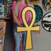Egyptian Ankh Symbol Wooden Wall Plaque - Golden Decor, Ancient Egypt Inspired, Spiritual Art, Symbolic Wall Hanging. - Image 3