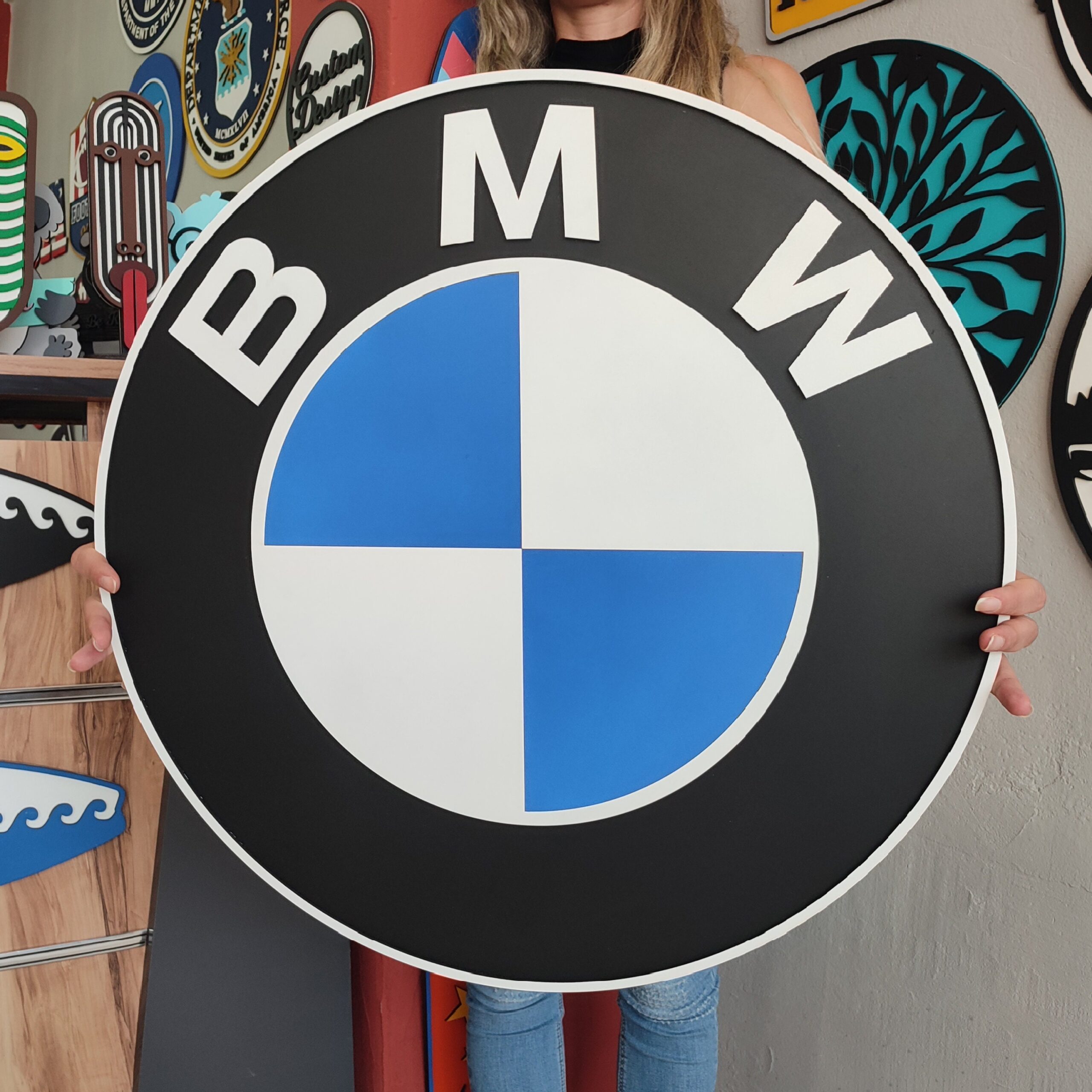 BMW Wall Decor, BMW Wooden Sign, BMW Motor, bmw emblem, Vehicle Wall Plaque, Showroom, Car, Cars Showroom Garage.