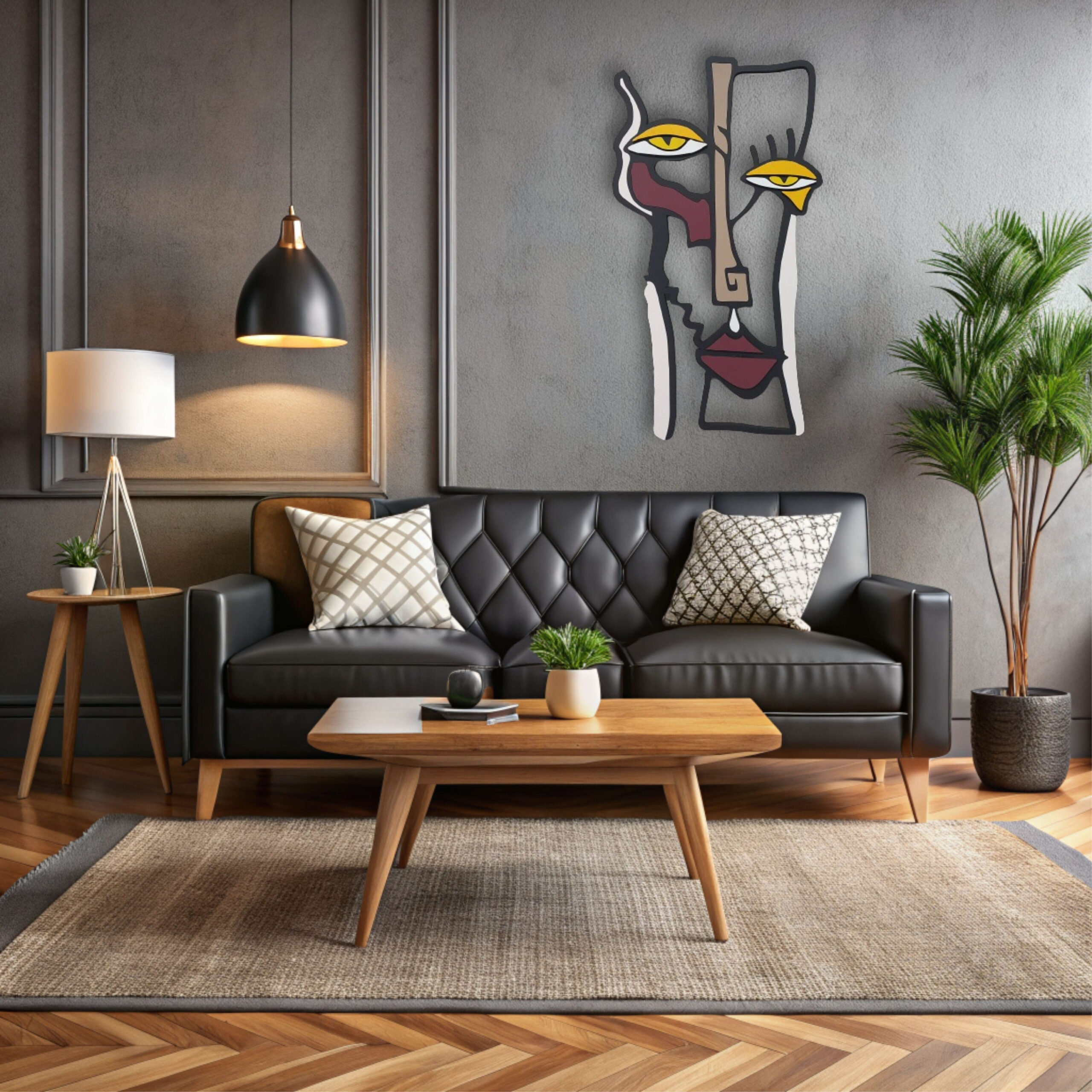 Handcrafted Picasso Style Wood Wall Art – Modern Abstract Face