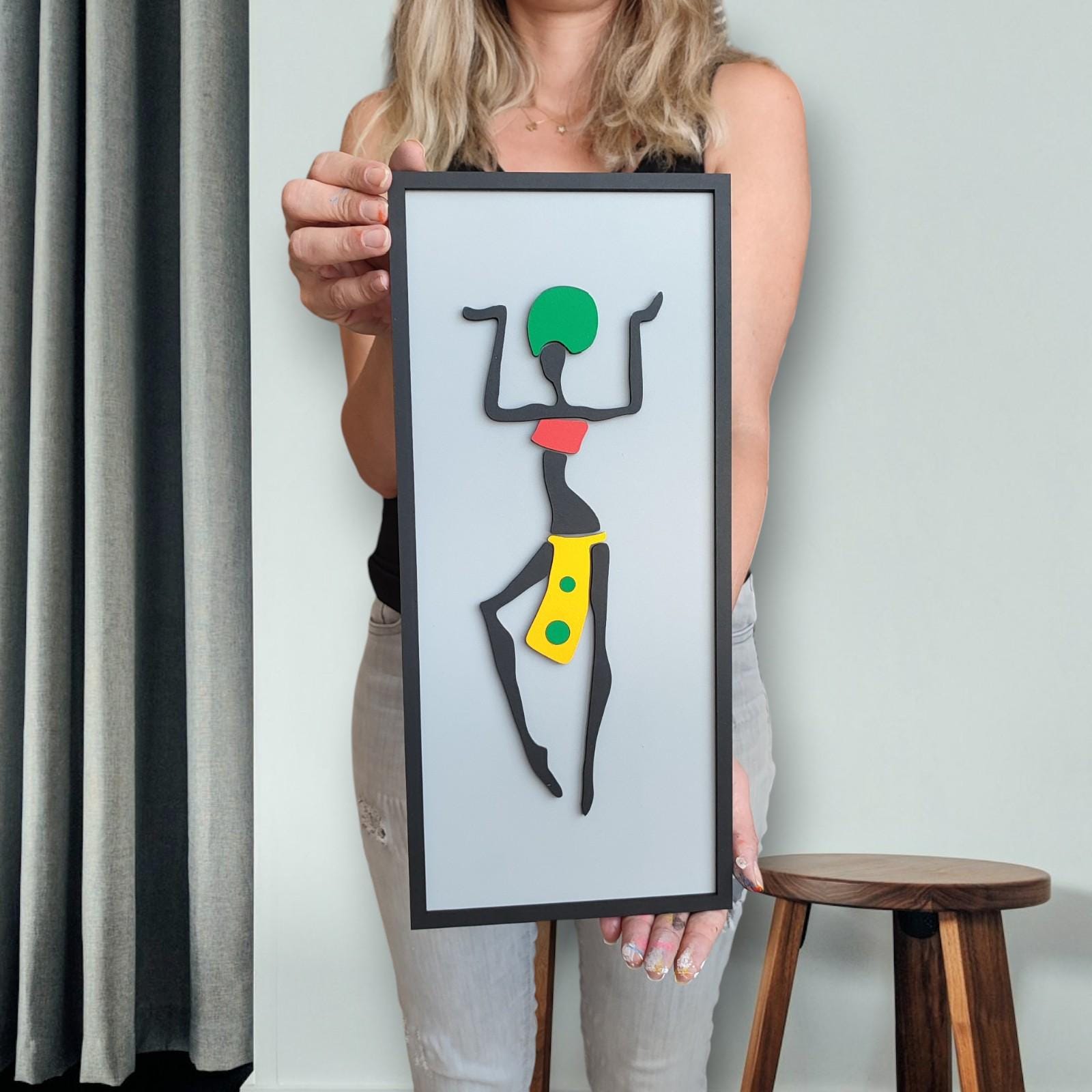 African Woman Wooden Wall Art, Modern Silhouette