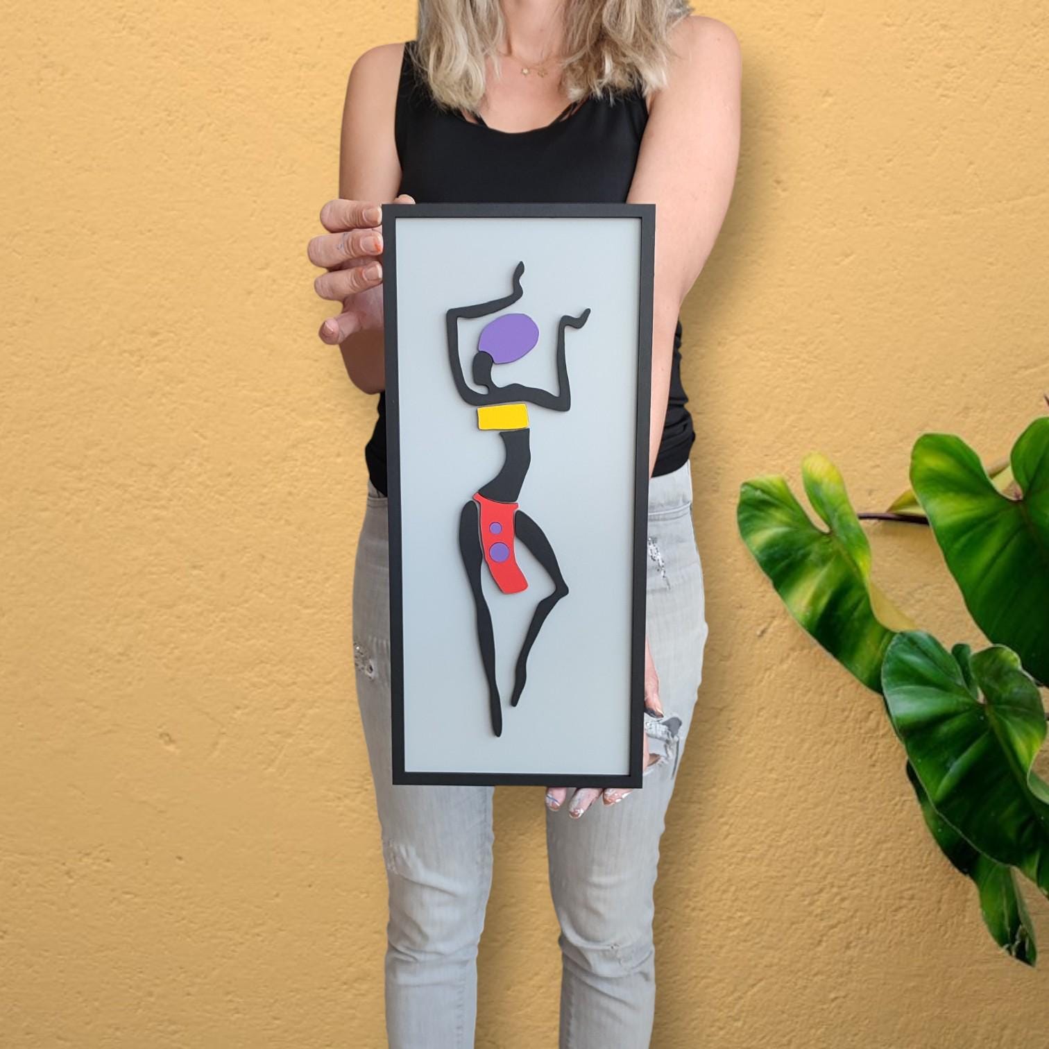 African Woman Wooden Wall Art, Modern Home Decor