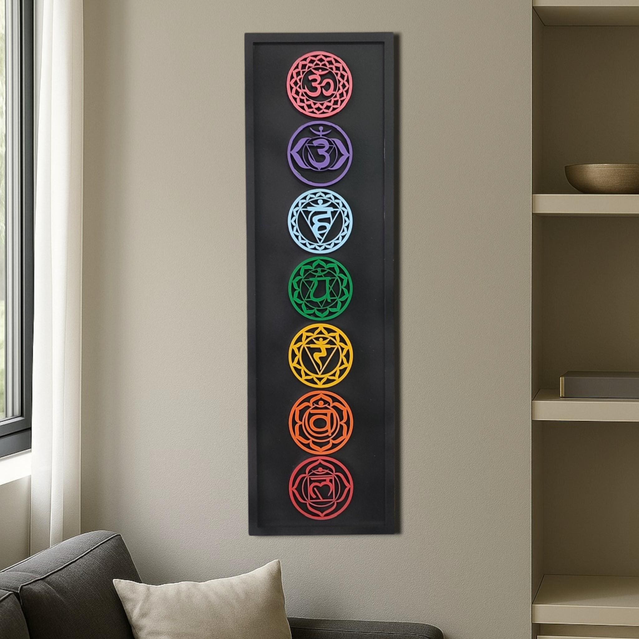 Hand-Painted Chakra Wood Wall Art: Boho Yoga Decor