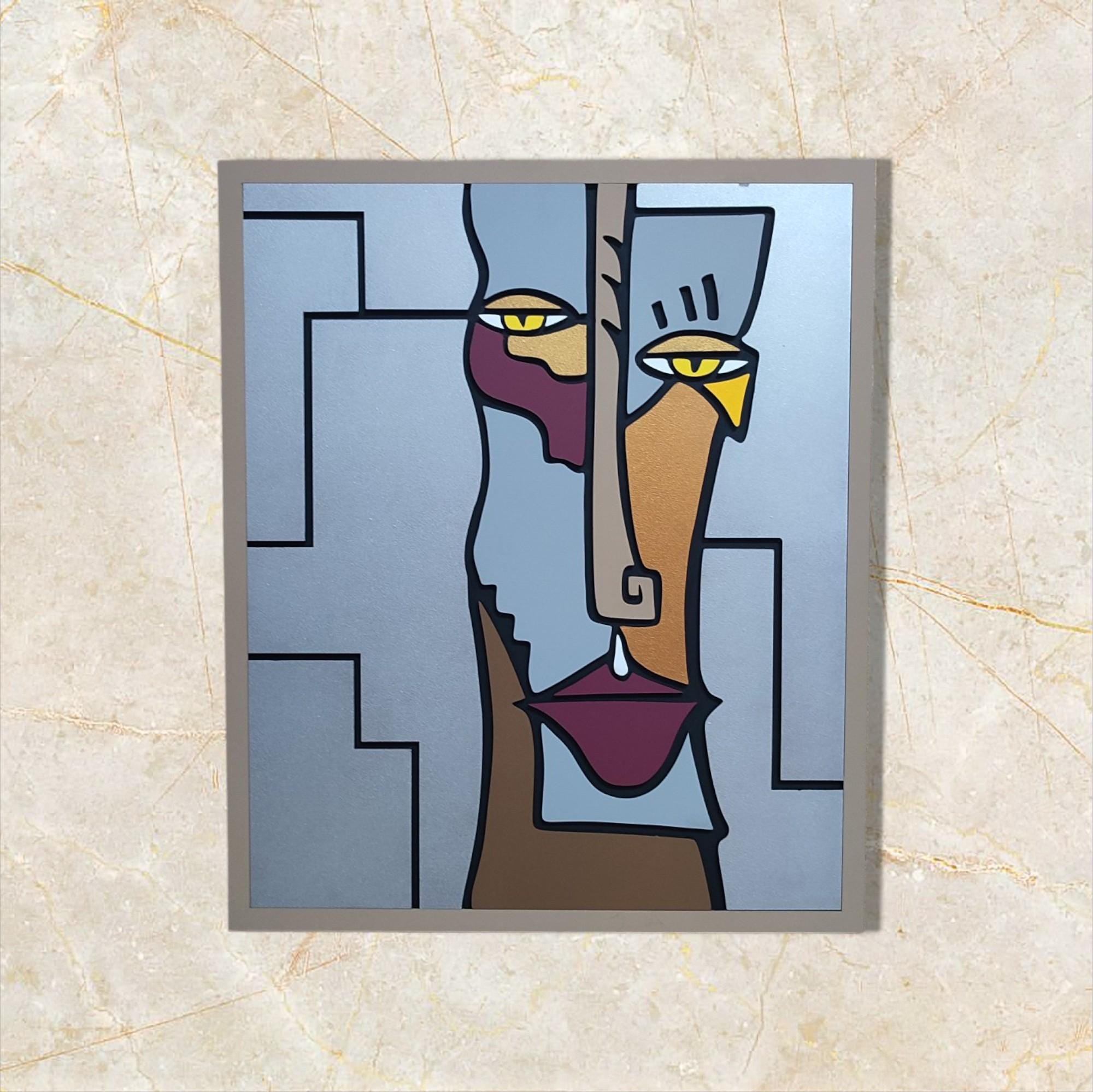 Handcrafted Picasso Style Wood Wall Art – Abstract Face Decor