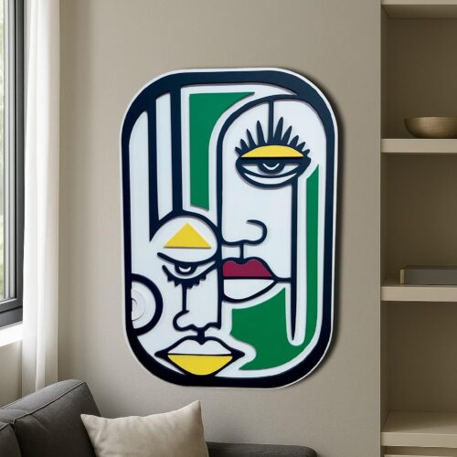 Modern African Face Wooden Wall Art, Living Room Decor