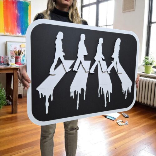 The Beatles Wood Wall Art: Retro Music Decor, Hand-Painted