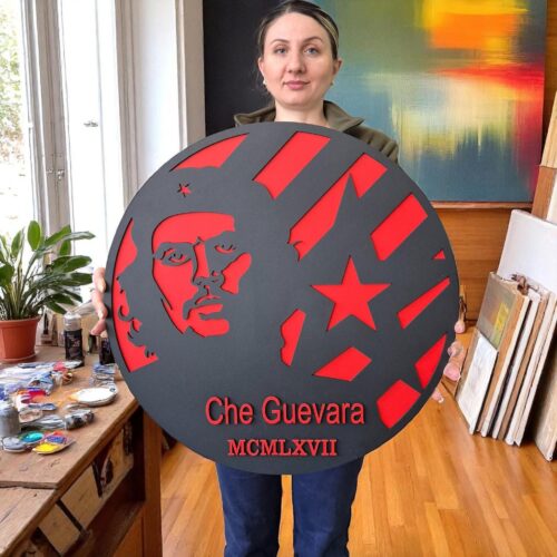 Che Guevara Wood Wall Art: Hand-Painted Revolutionary Icon Decor