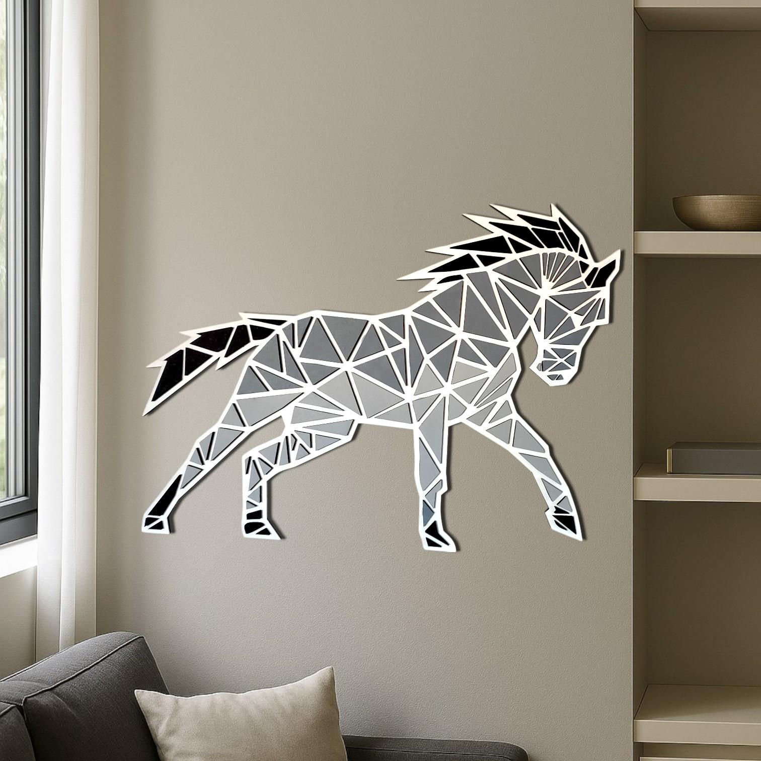 Geometric Wooden Horse Wall Art: Modern Farmhouse Decor