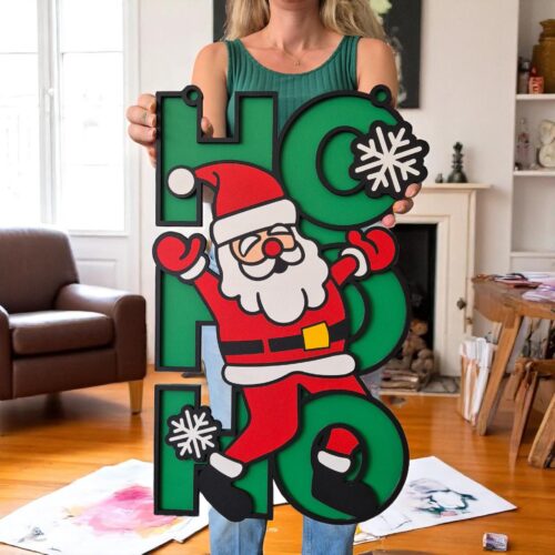 Rustic "Ho Ho Ho" Christmas Wooden Wall Art | Santa Sign