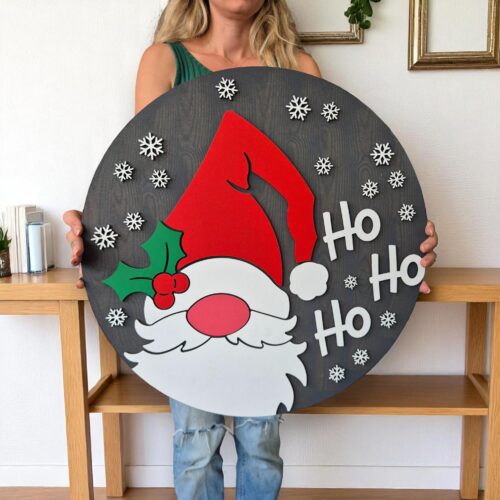 Rustic "Ho Ho Ho" Christmas Sign | Wooden Santa Wall Decor