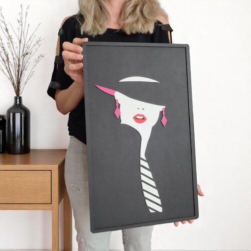 Minimalist Woman Wood Wall Art: Hand-Painted Boho Silhouette