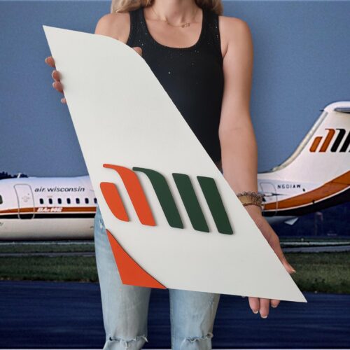 Air Wisconsin Airlines Tail Wall Art – Vintage Wooden Airplane Fin Decor – Unique Aviation Gift for Plane Enthusiasts