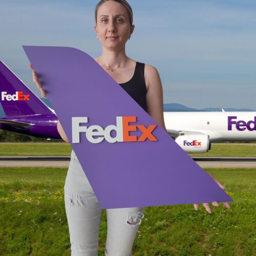 FedEx Wooden Tail Art: Vintage Airplane Wall Decor, Aviation Gift