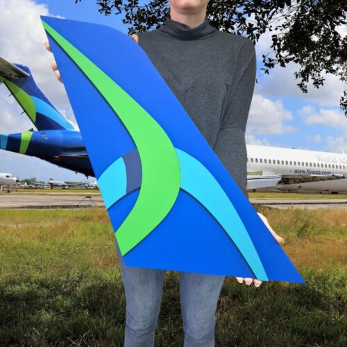 World Atlantic Airlines Tail Art: Vintage Wooden Airplane Sign