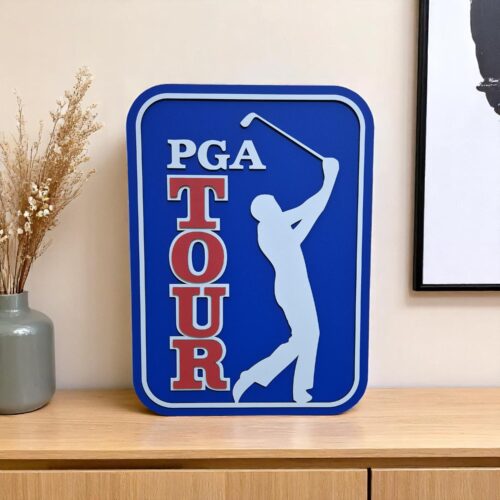 PGA Tour Golf Logo Wood Sign: Vintage Sports Wall Art