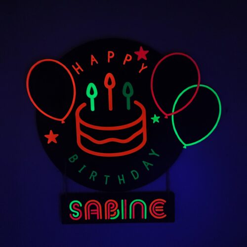 Personalized Glow-in-the-Dark Birthday Sign: Hand-Painted Neon Party Decor
