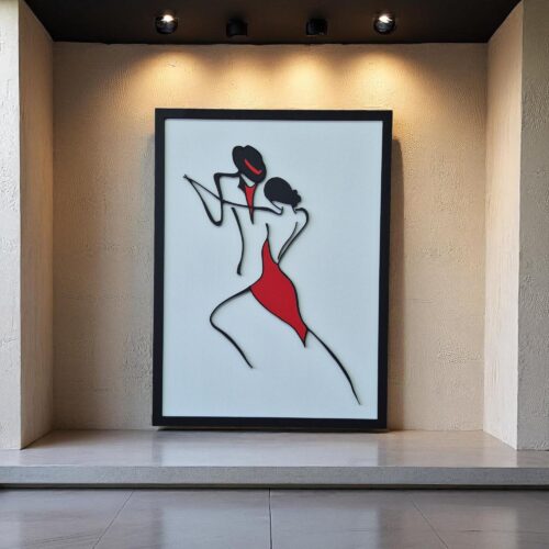 Dancing Couple Wood Wall Art: Modern Romantic Silhouette Decor