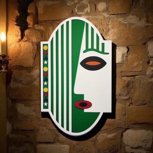 Geometric Wood Wall Art: Hand-Painted Abstract Line Design