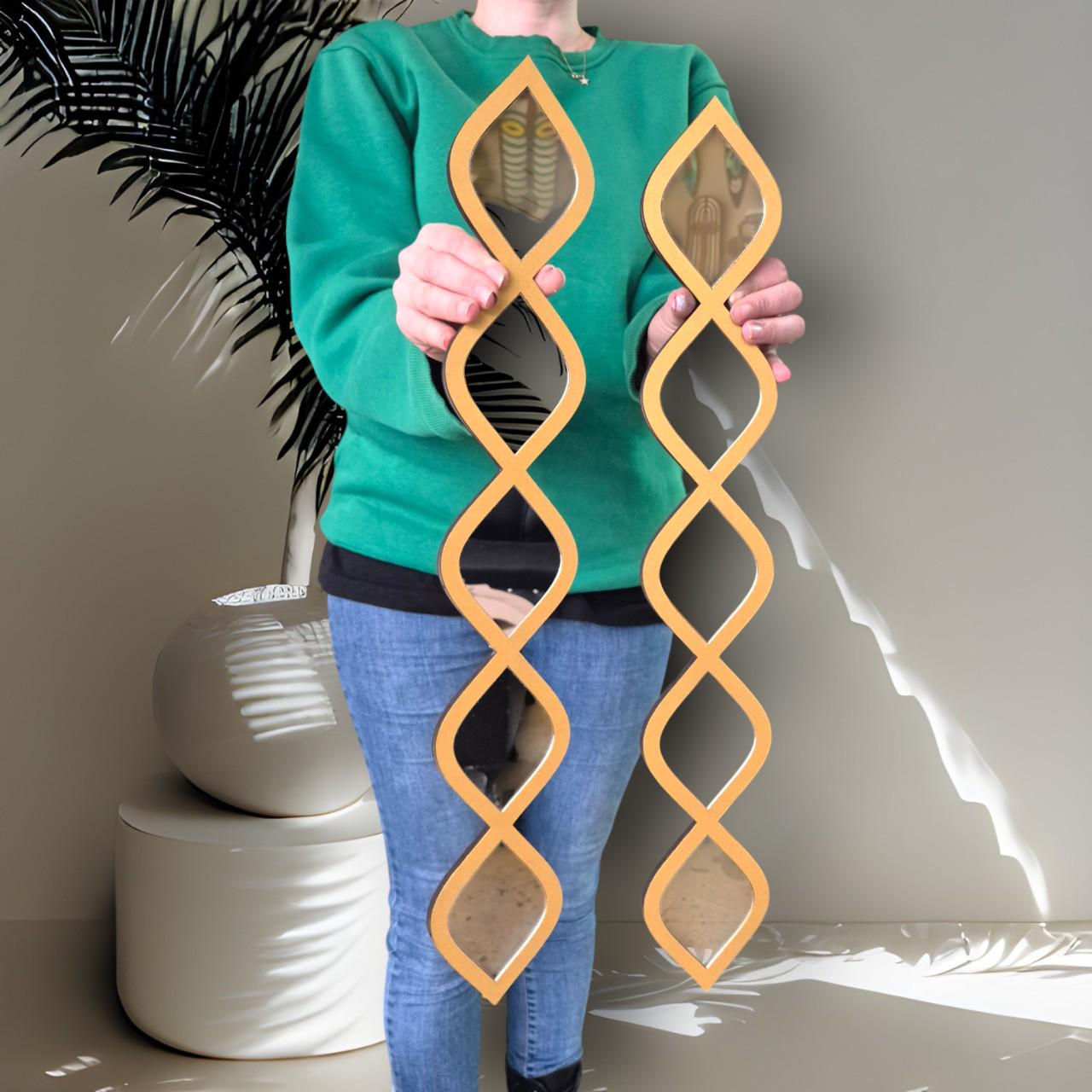 Geometric Acrylic Mirror Wall Art: Boho Wood Decor, Set of 4