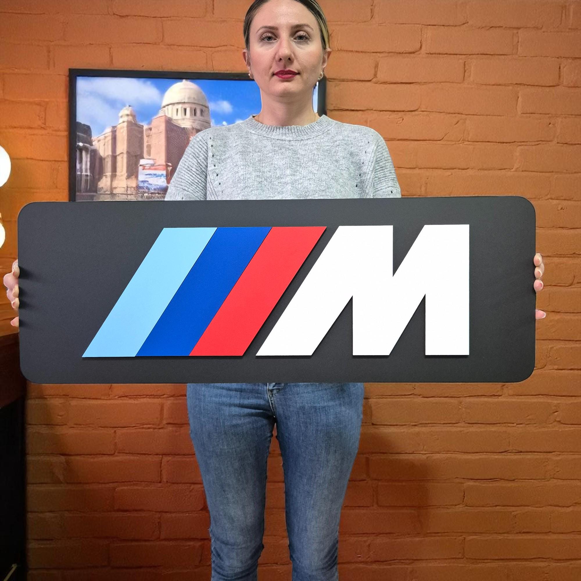 BMW M Power Logo Wooden Wall Art: Garage Decor