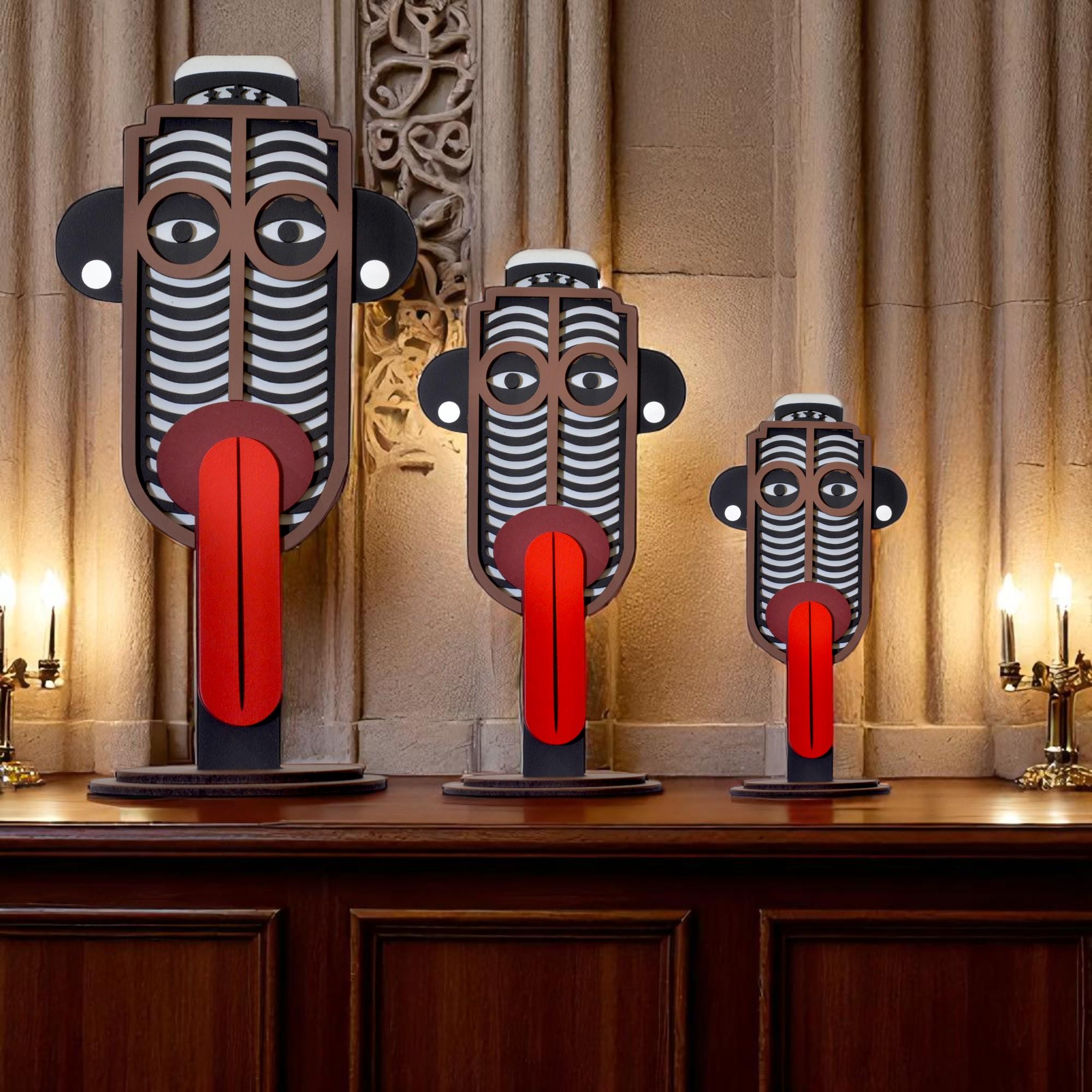 Handcrafted Wooden Tribal Mask: Ethnic Tabletop Sculpture