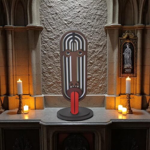 Hand-Painted Wooden Tribal Mask: Ethnic Tabletop Sculpture