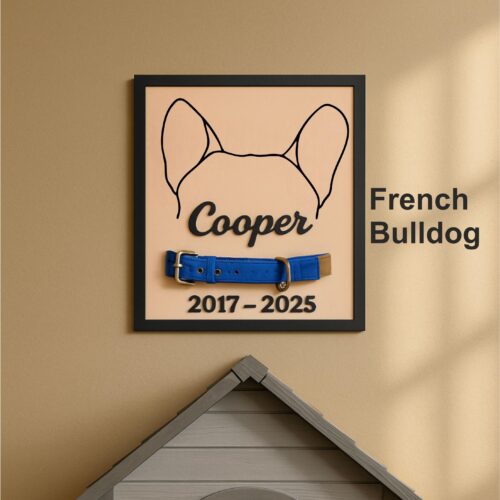 Custom Dog Memorial Plaque: Hand-Painted Wooden Pet Loss Keepsake with Collar Hook