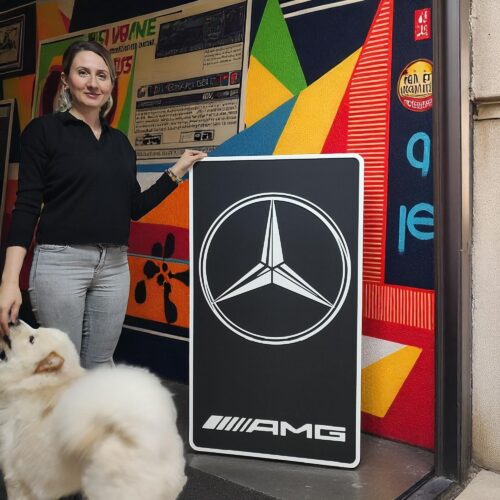 Mercedes AMG Wood Wall Art: Handmade Car Logo, Garage Decor