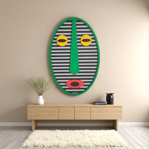 3D African Tribal Mask | Hand-Painted Wooden Boho Wall Art
