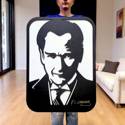 Atatürk Silhouette Wooden Wall Art: Turkish Leader Decor