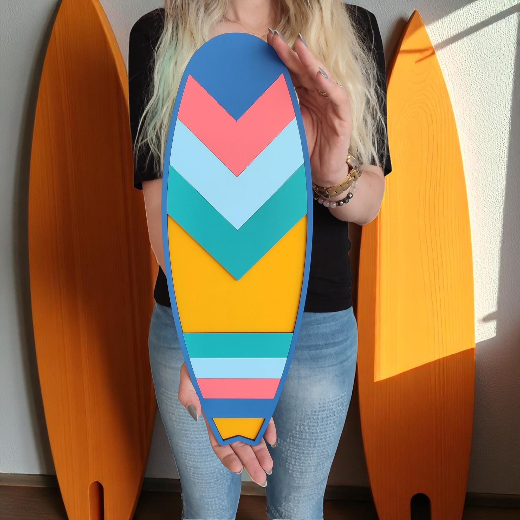Hand-Painted Surfboard Wall Art: Tropical Beach House Decor