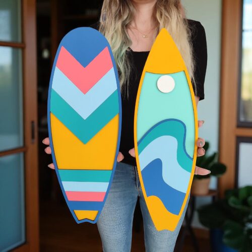 Handcrafted Surfboard Wall Art Set: Coastal Wooden Decor