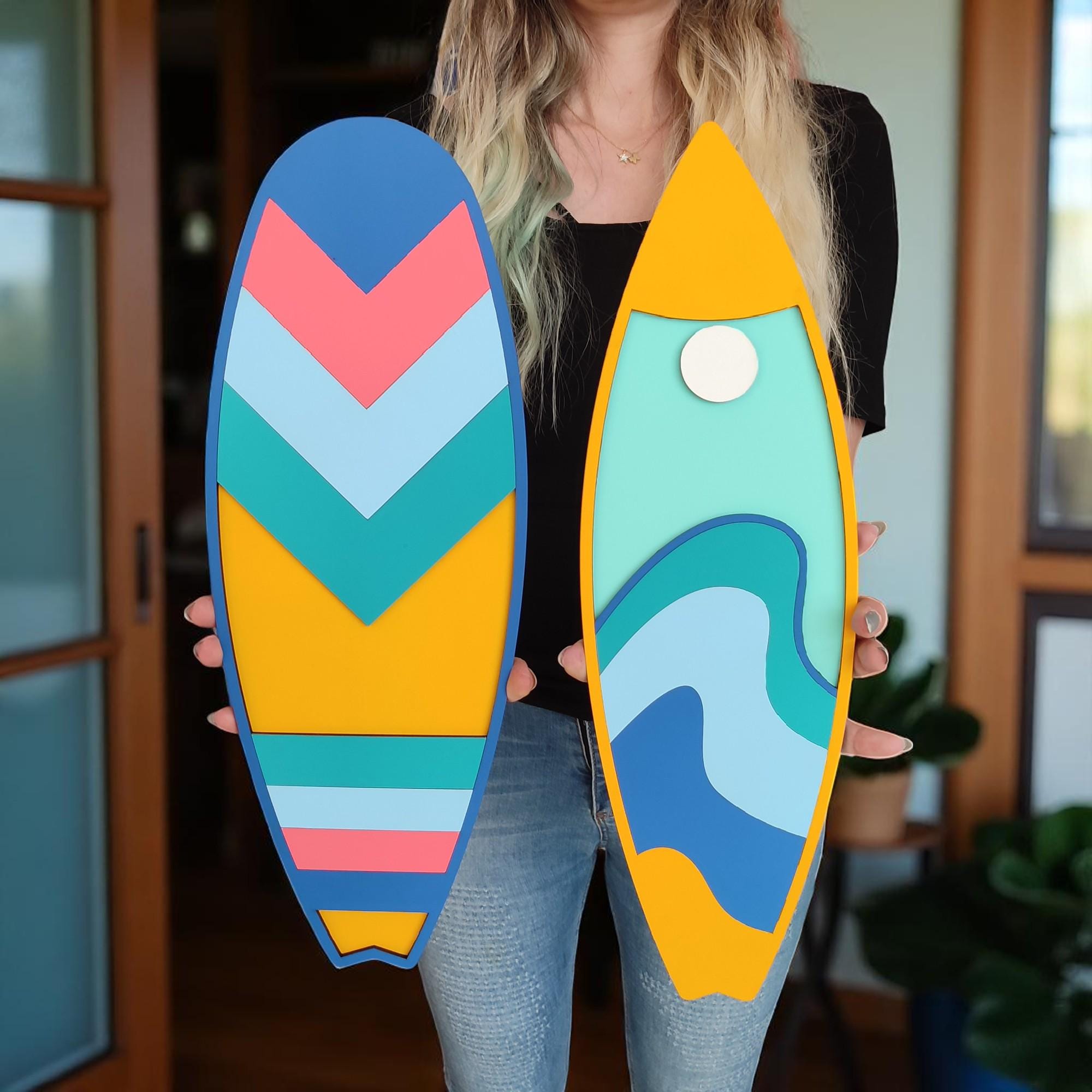 Handcrafted Surfboard Wall Art Set: Coastal Wooden Decor