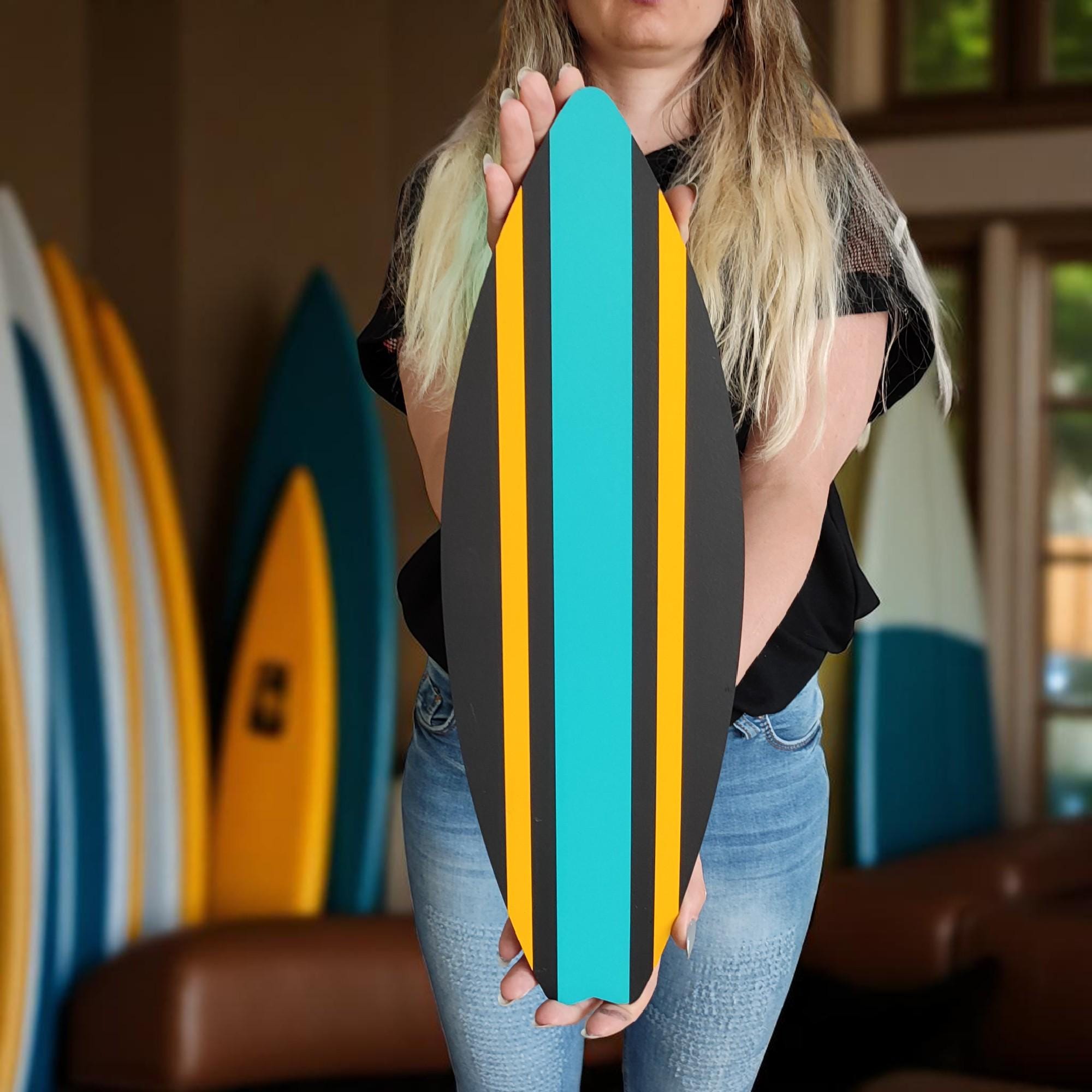 Handcrafted Wooden Surfboard Wall Art: Coastal Beach House Decor