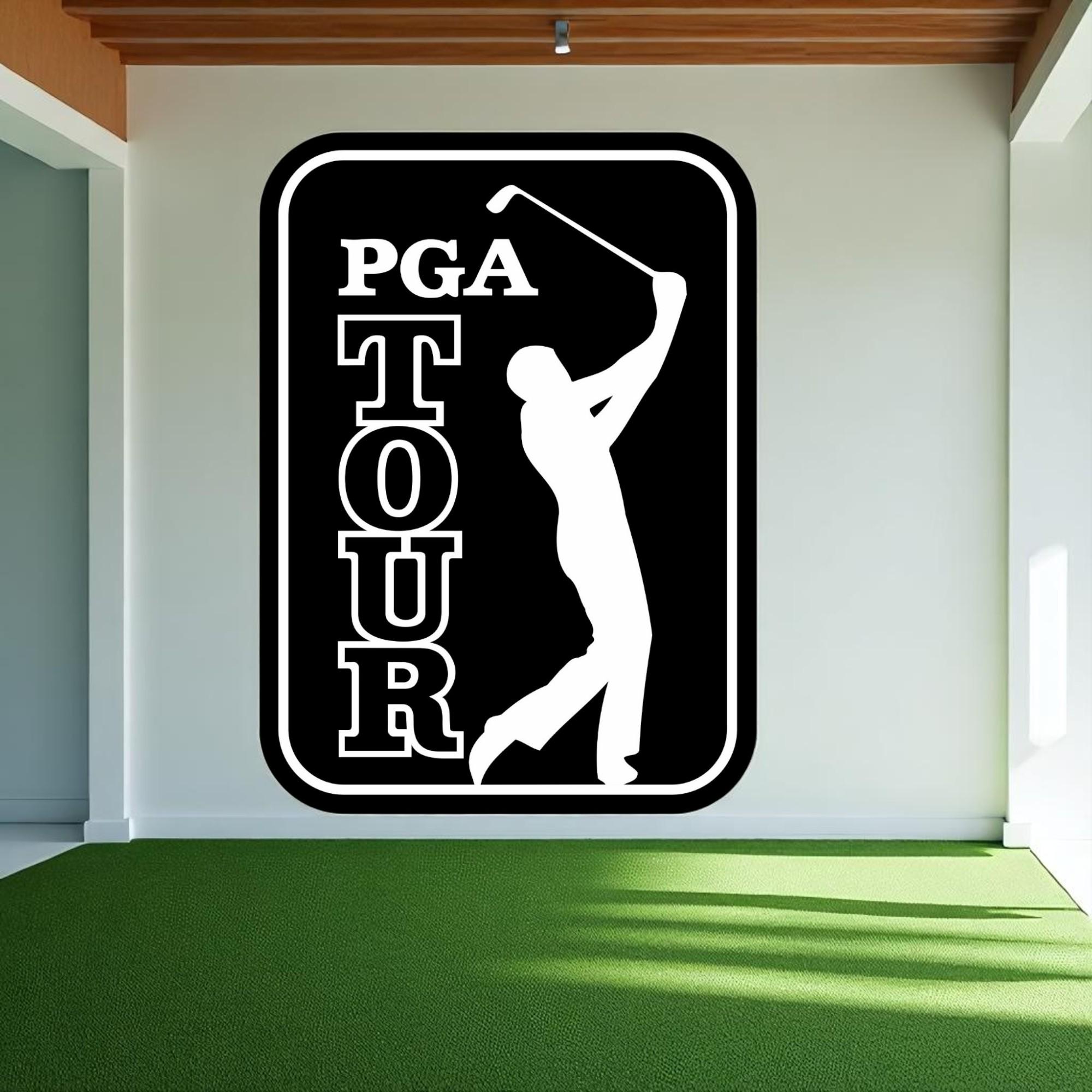 Handmade PGA Tour Wood Logo Sign: Golf Fan Wall Decor