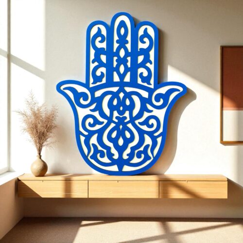 Handmade Wooden Hamsa Wall Art: Spiritual Boho Decor