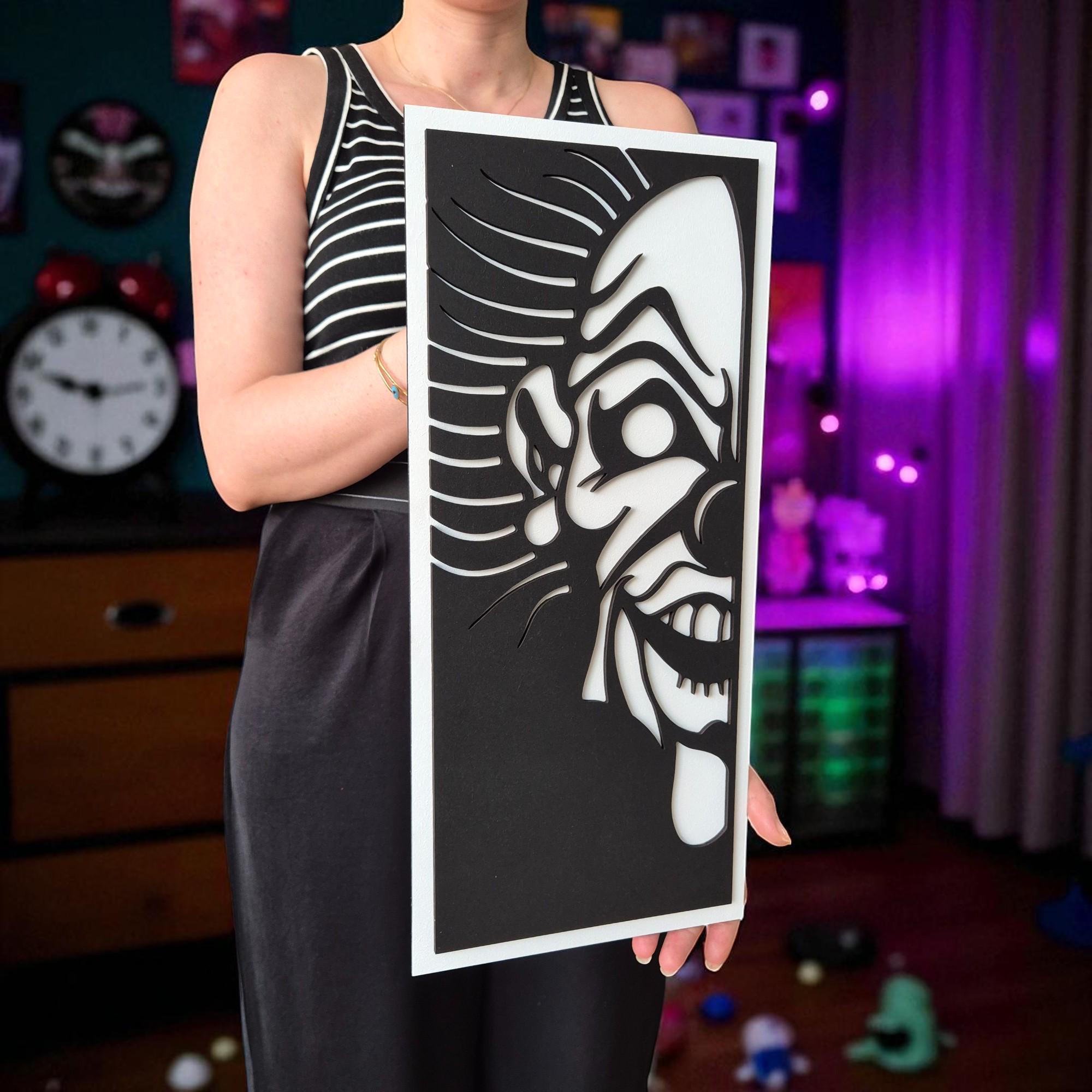 Creepy Clown Face Wood Wall Art: Handmade Horror Decor