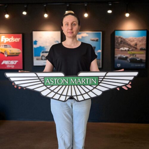 Handmade Aston Martin Logo Wood Sign: Garage & Man Cave Decor