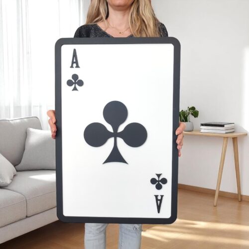 Ace of Clubs Wooden Wall Art: Rustic Game Room Decor