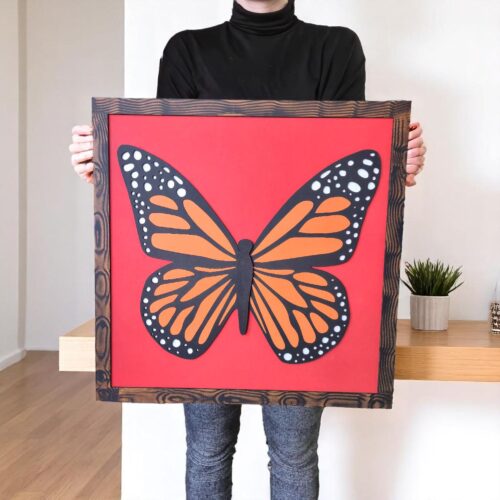 Hand-Painted Monarch Butterfly Wood Wall Art: Boho Home Decor