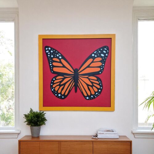 Hand-Painted Monarch Butterfly Wood Wall Art: Laser Cut Insect Decor