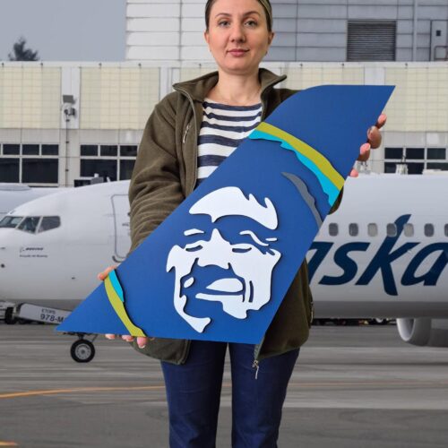 Handcrafted Alaska Airlines Tail Fin: Vintage Aviation Decor