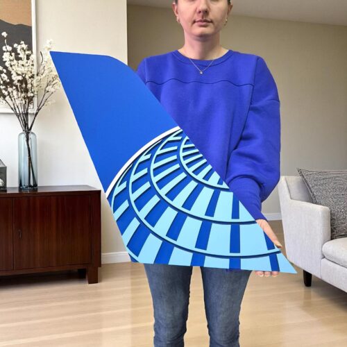 Handmade United Airlines Tail Art: Vintage Aviation Decor